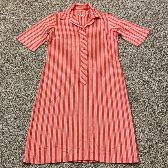 Vintage Country Miss Striped Button Down Collared Dress - Picture 2 of 7